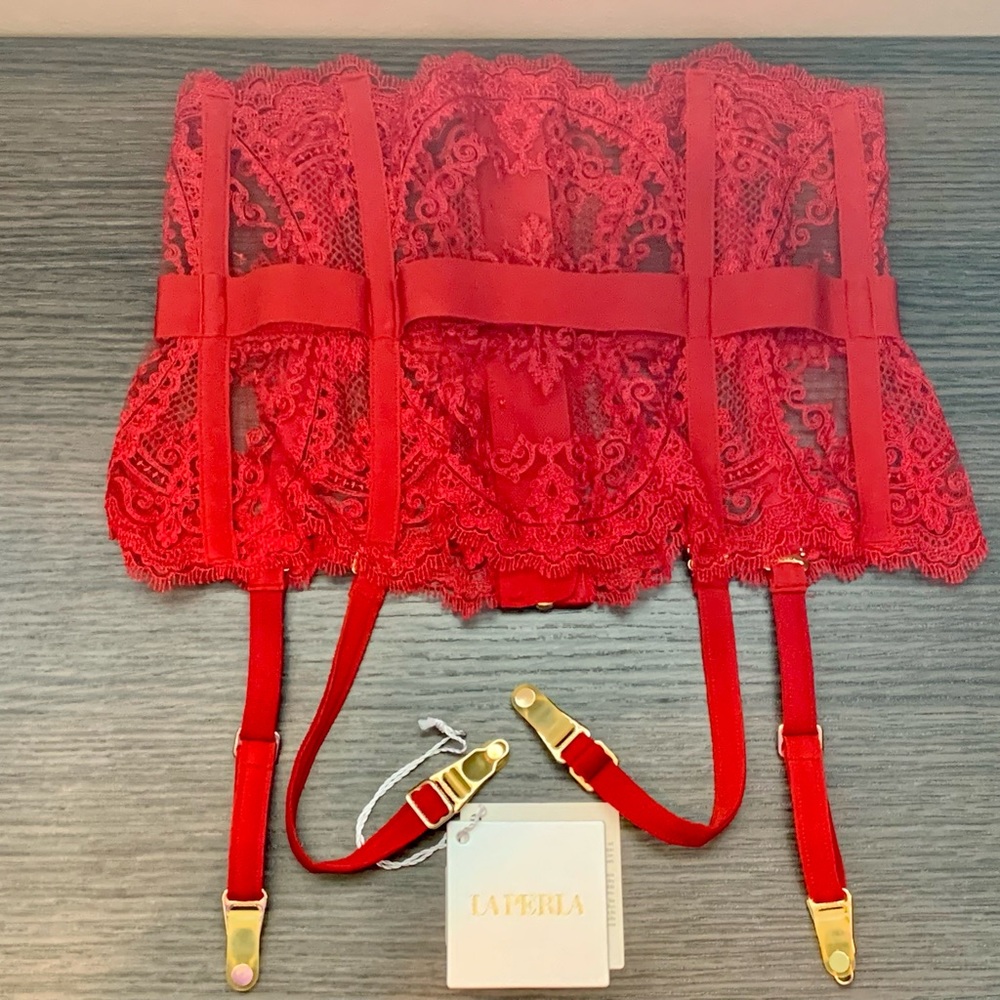 La Perla red lace garter -  Size Small